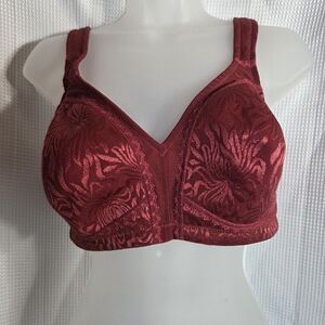 Non Padded, Wireless, Minimizer Plus Size Full Coverage Bra - Wine Color 38c
